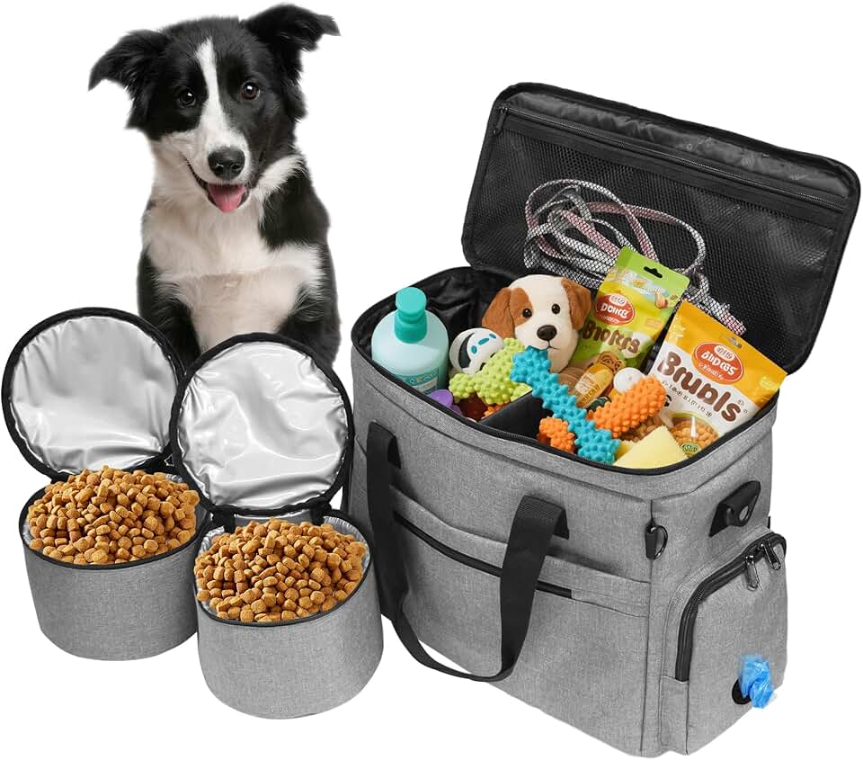 Dog Travel Bag with Collapsible Bowl