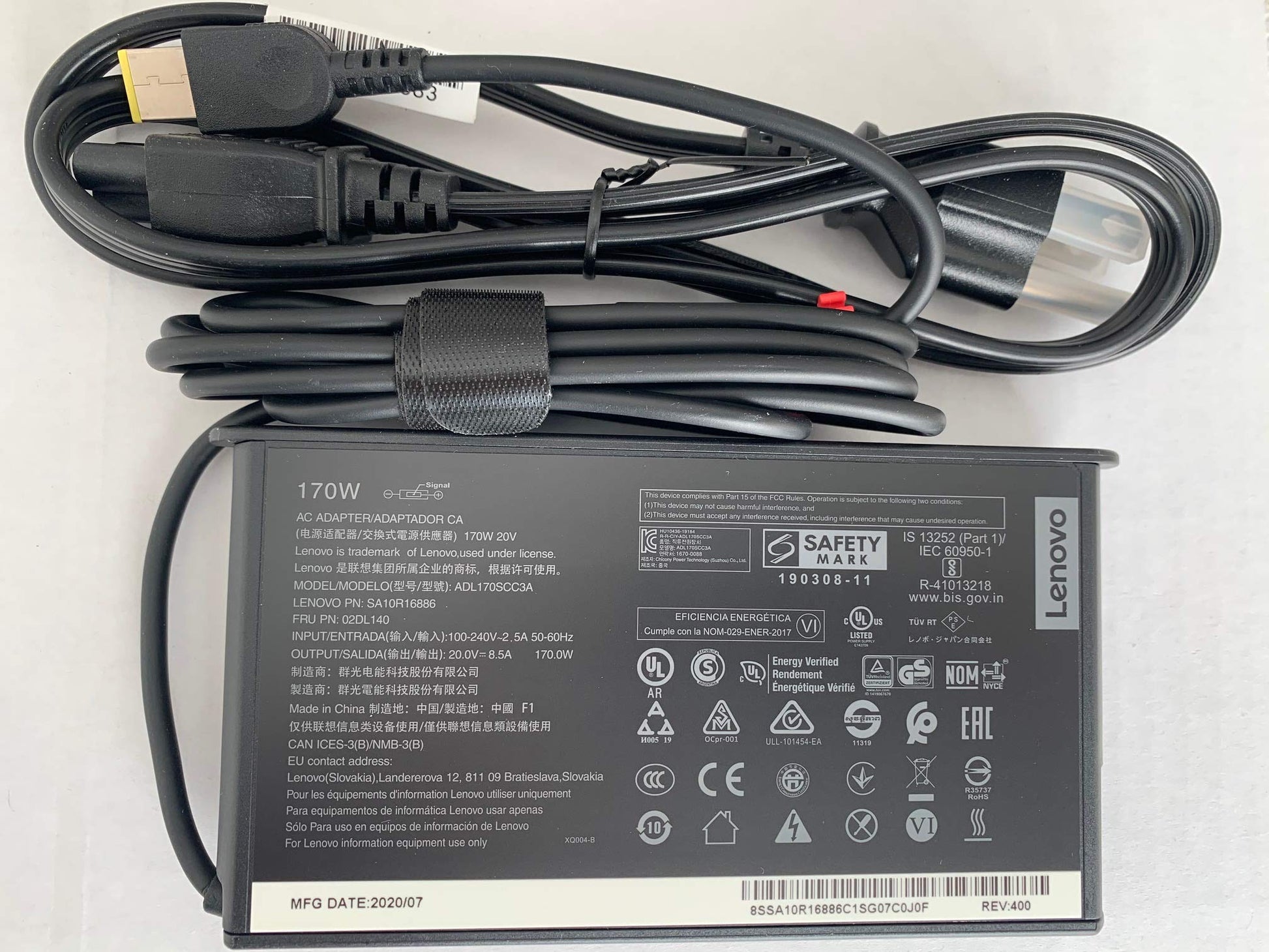 New Genuine Slim Design 20V 8.5A 170W AC Adapter ThinkPad P73, Compatible with P/N: SA10R16886, 02DL140, ADL170SCC3A.