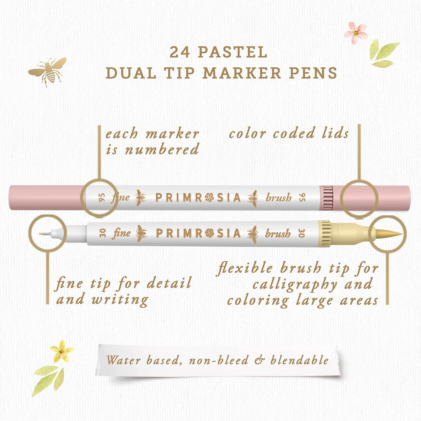 24 Pastel Dual Tip Markers Set