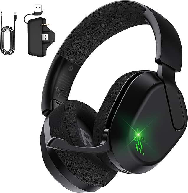 Wireless Gaming Headset with Noise-Canceling Mic and 45H Battery