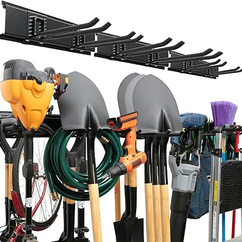 Garage wall-mounted tool organizer with adjustable hooks
