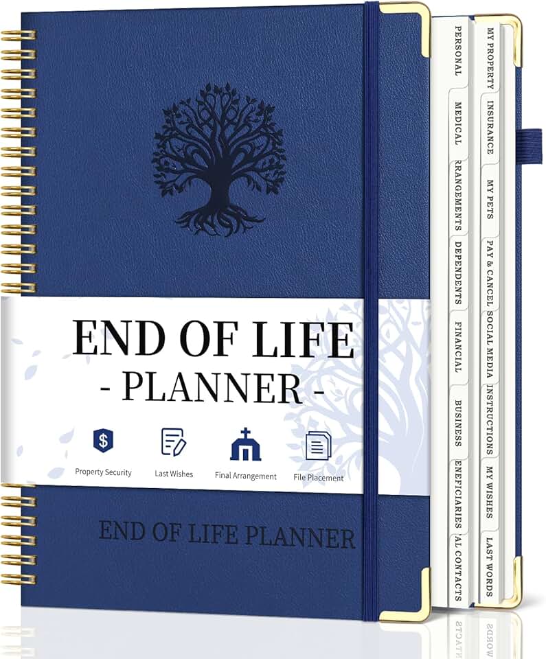 Estate Planning Organizer with Tabs, Large Print, Blue