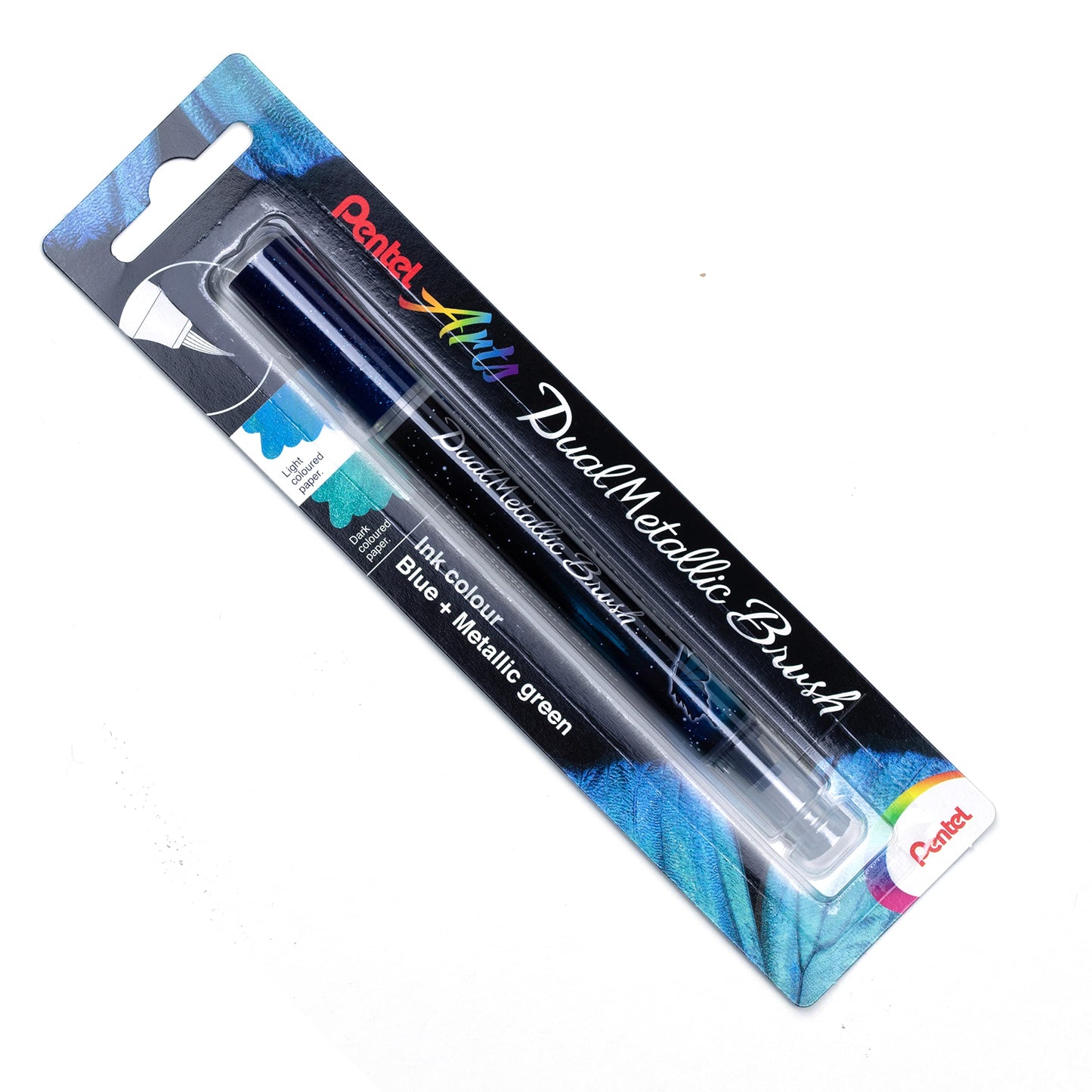 DualMetallic Brush Pen Green Blue Ink