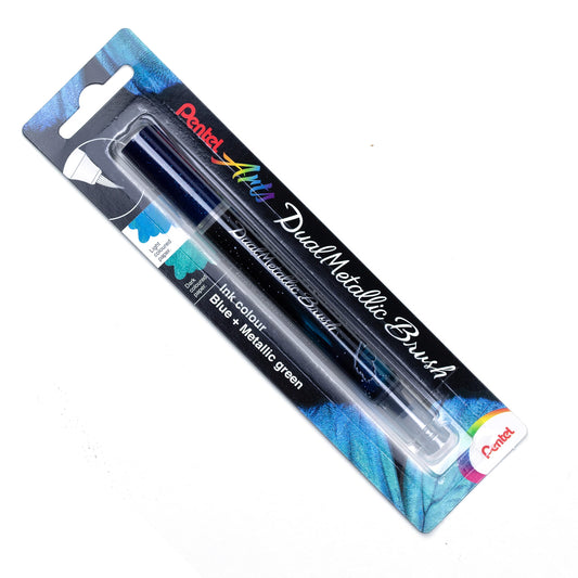 DualMetallic Brush Pen Green Blue Ink