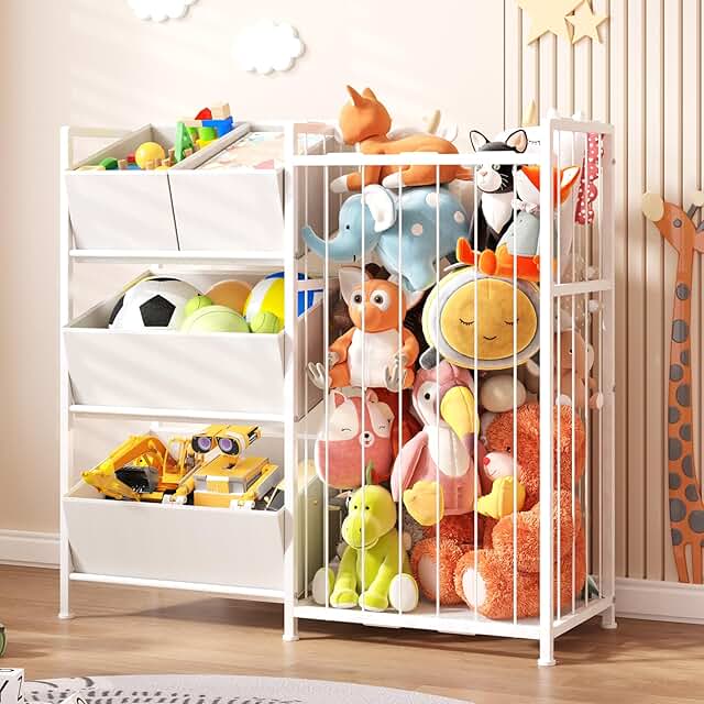 Kids Storage Organizer with 4 Removable Bins in White