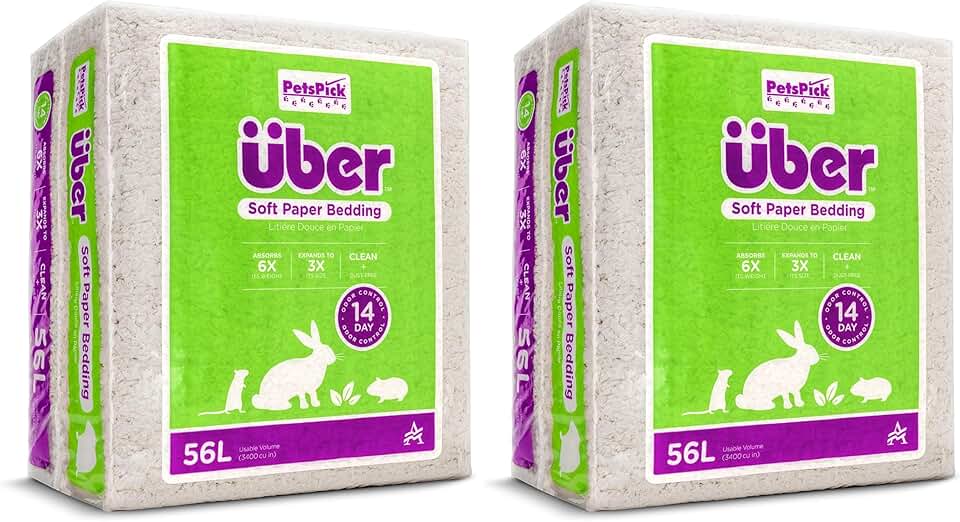 Soft White Pet Bedding for Small Animals, 56L Pack of 2