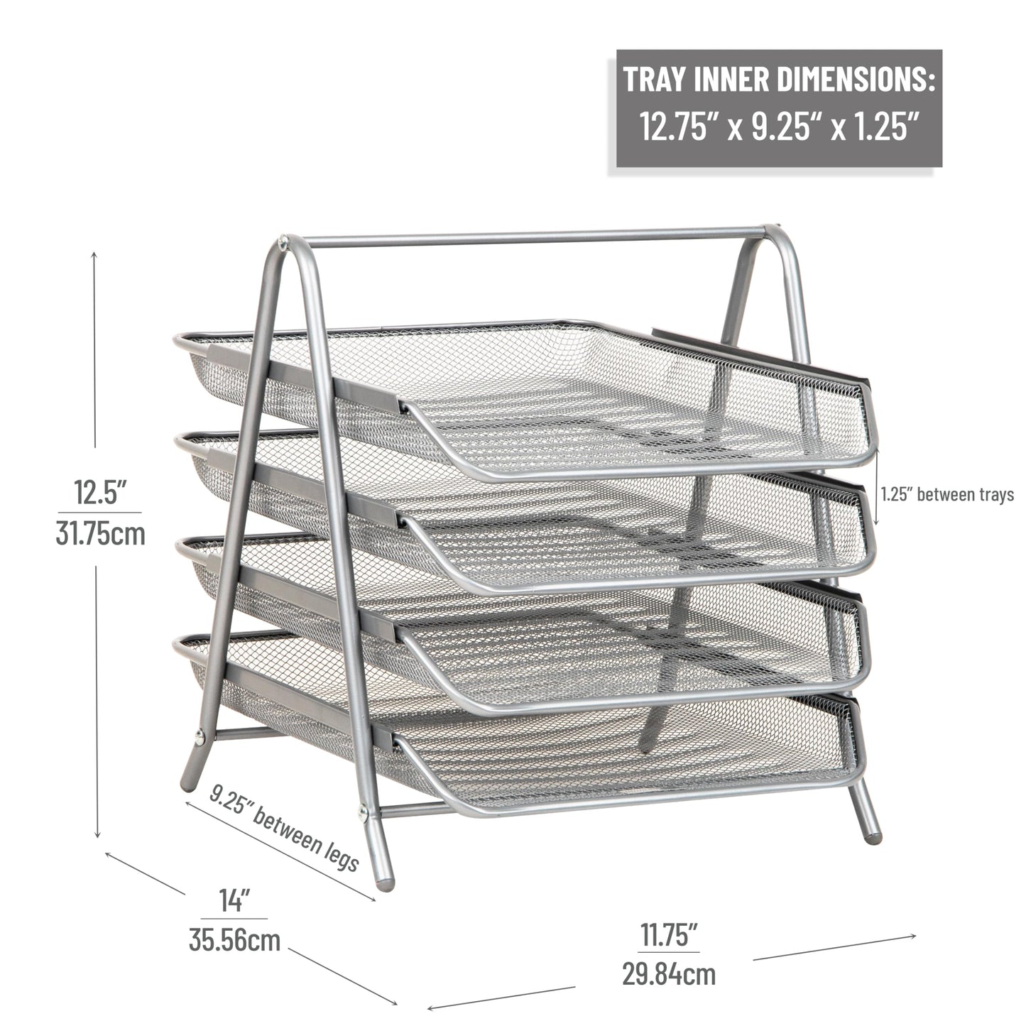 4-Tier Metal Mesh Paper Tray Organizer