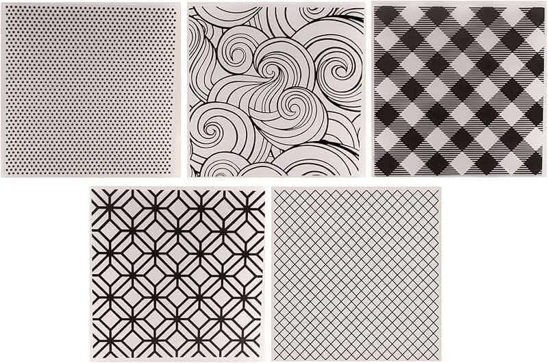 Set of 5 Geometric Embossing Folders for Card Making