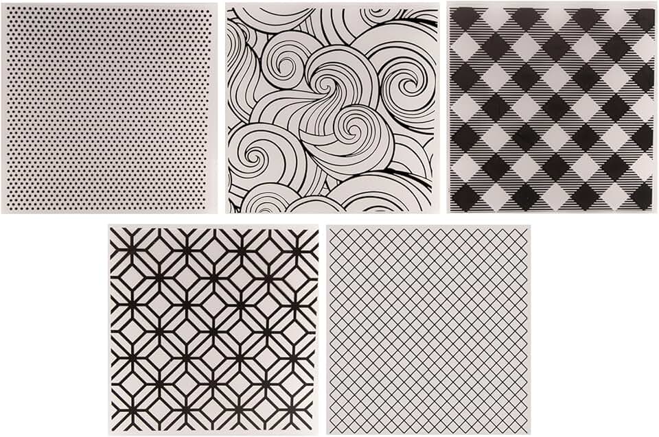Set of 5 Geometric Embossing Folders for Card Making