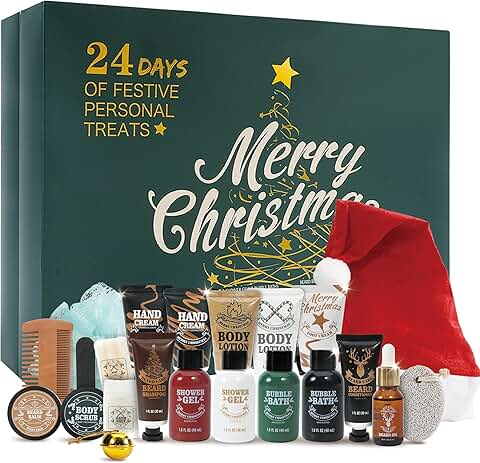 2025 Men's Christmas Beard Grooming Calendar with 24 Items