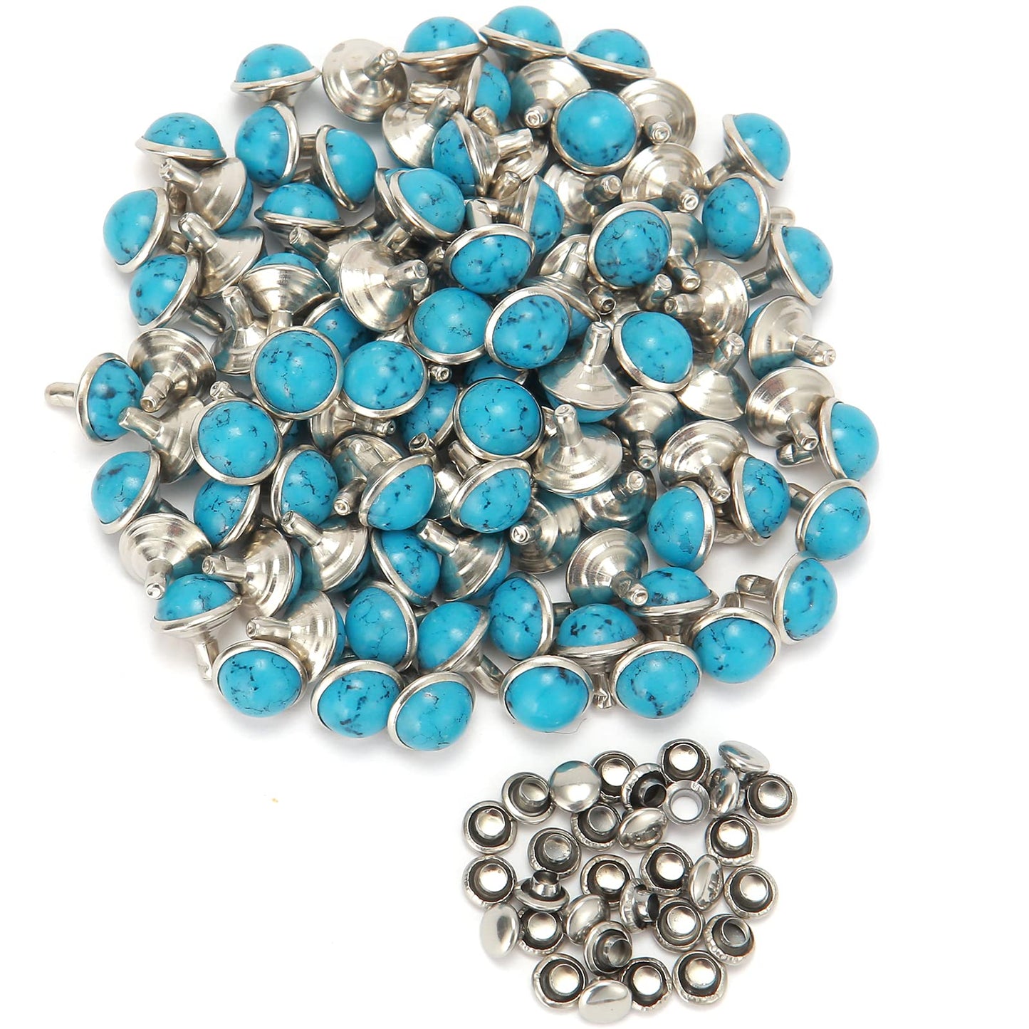 Turquoise Blue Rapid Rivets 100 Sets for Leather Crafts