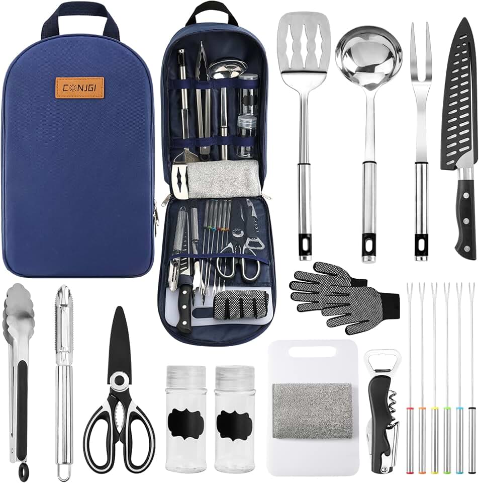 Camping cookware and utensil storage bag