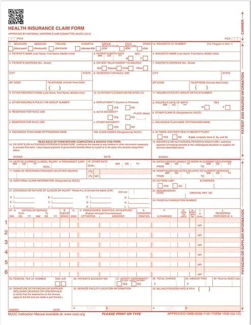 Laser Printer Health Insurance Claim Forms, 8.5 x 11, 250 Pack