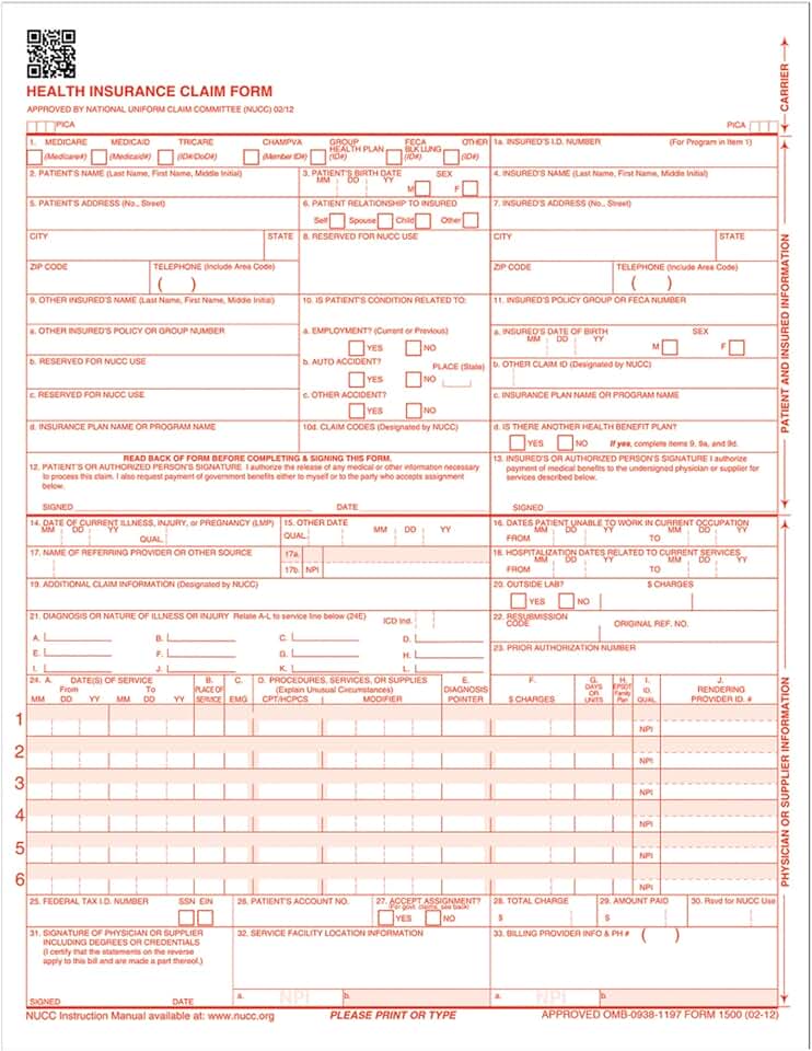 Laser Printer Health Insurance Claim Forms, 8.5 x 11, 250 Pack