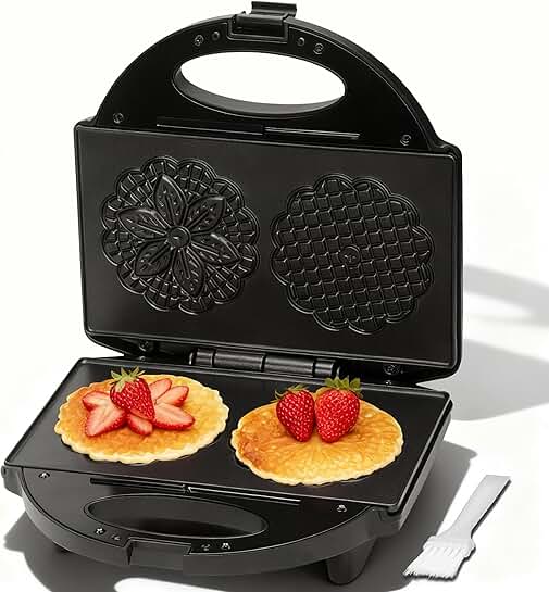 Electric Pizzelle Maker with Snowflake Pattern