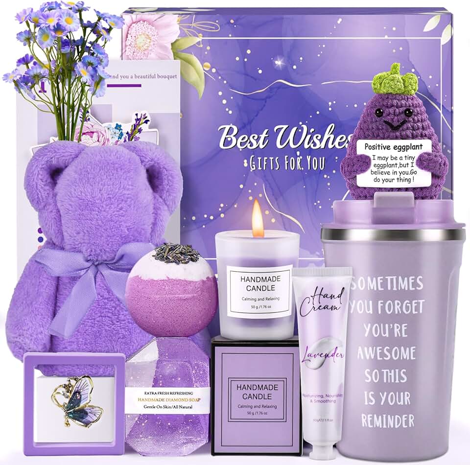 Lavender Spa Gift Set with Eggplant Doll for Women