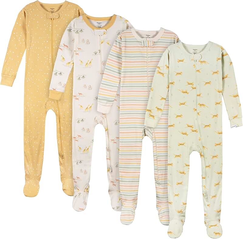 Baby Safari Footed Pajamas 4-Pack for 12 Months