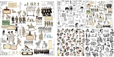 Set of 5 Vintage Junk Journal Stickers and Ephemera