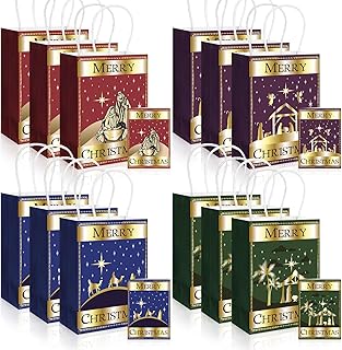 Set of 12 Christmas Nativity Gift Bags with Cards
