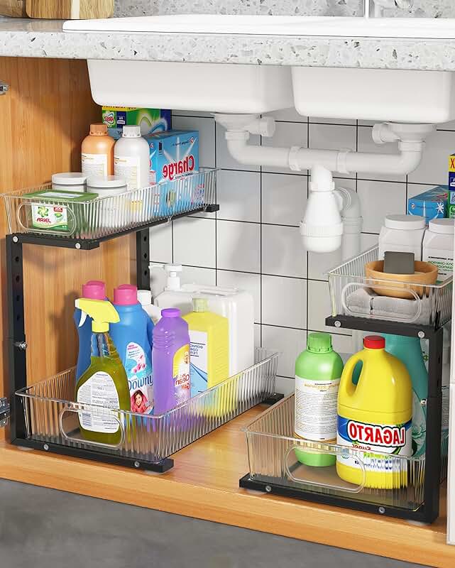Expandable 2-Tier Under Sink Organizer with Baskets
