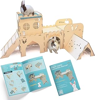 Large Wooden Rabbit Hideout with Ramps and Tunnels