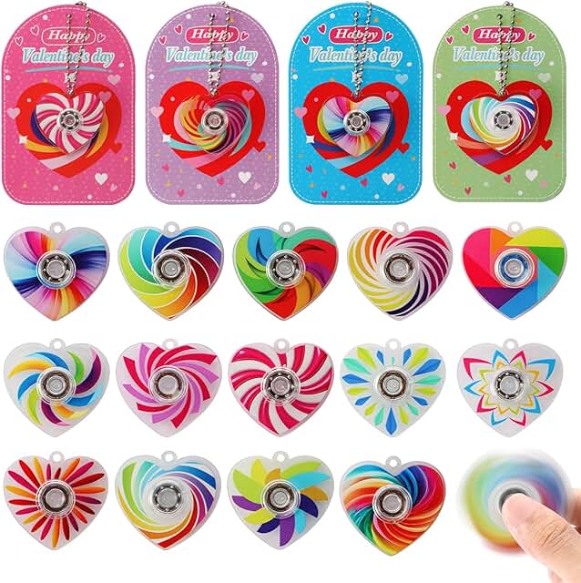28-Piece Fidget Spinner Keychain Set for Valentine's Day