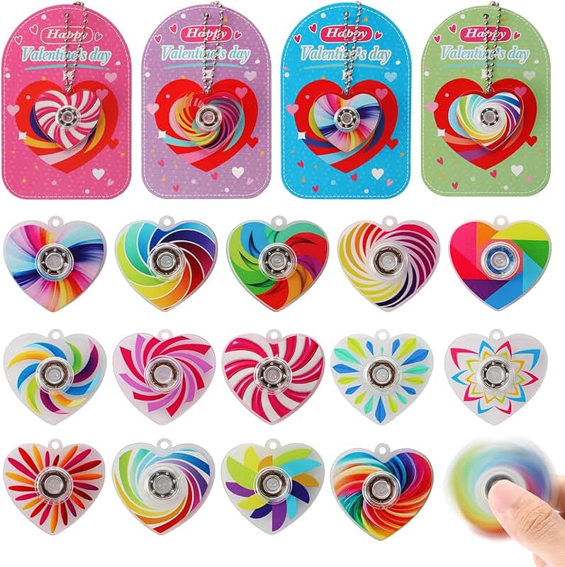28-Piece Fidget Spinner Keychain Set for Valentine's Day