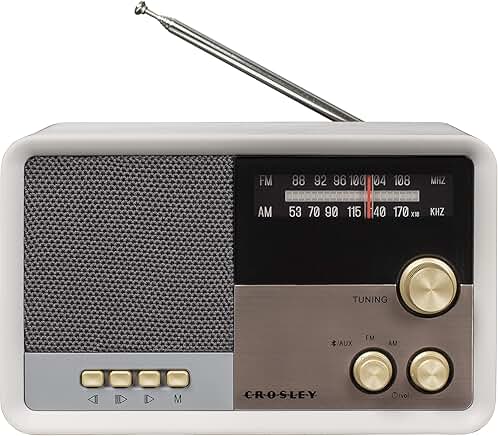 Vintage AM/FM Bluetooth Radio in White Sand