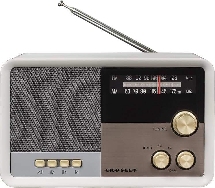 Vintage AM/FM Bluetooth Radio in White Sand