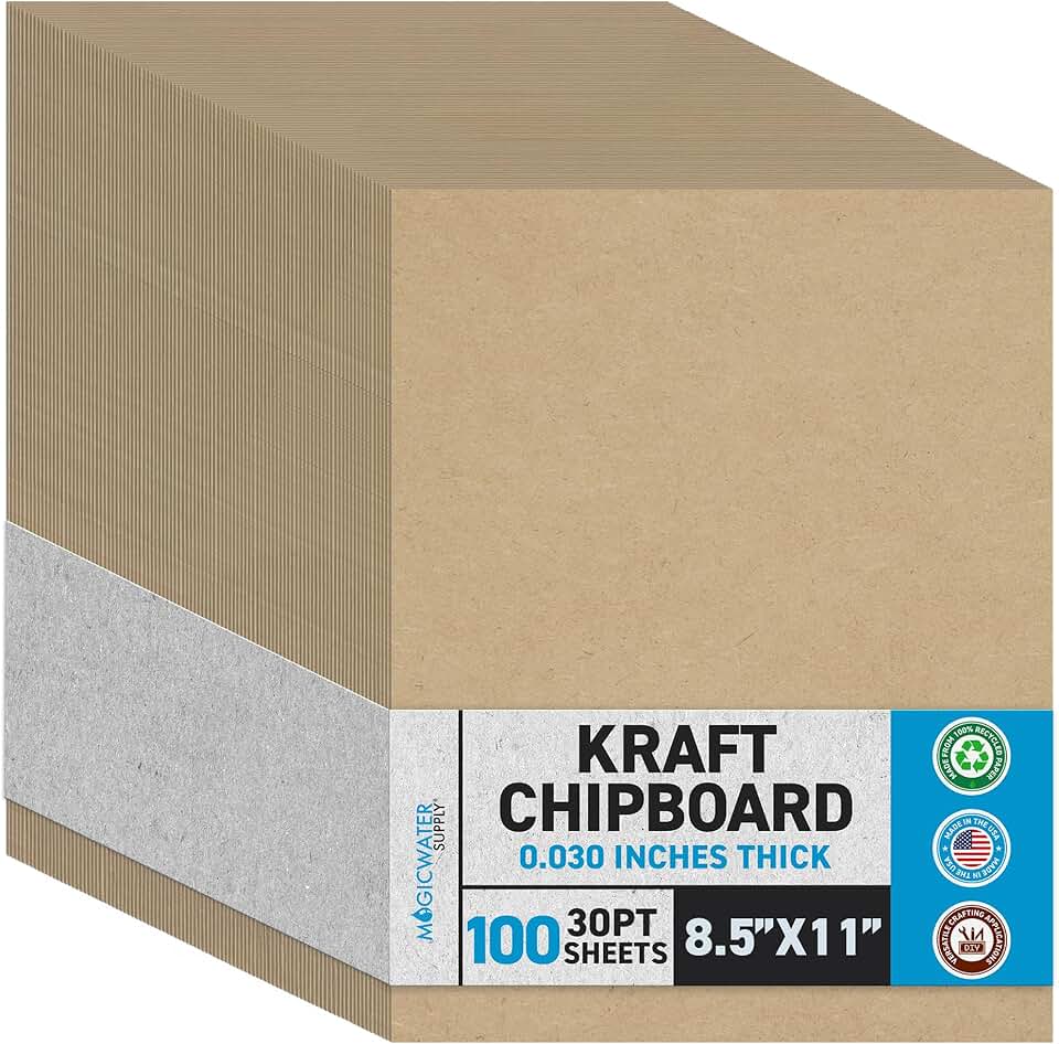 8.5x11 Inch Heavy Duty Kraft Chipboard Sheets, 100 Pack