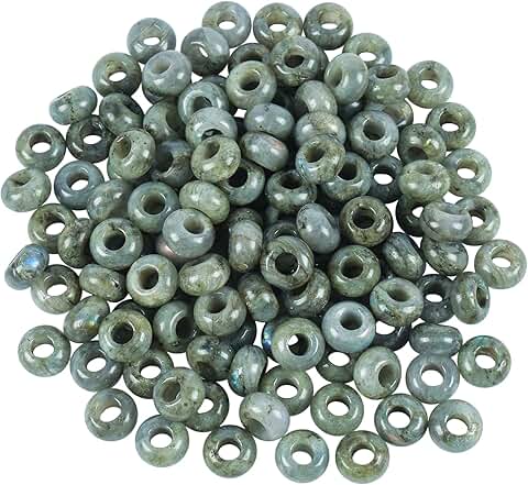 20 Large Hole Grey Moonstone Beads for Jewelry Making