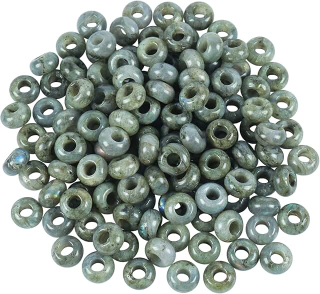 20 Large Hole Grey Moonstone Beads for Jewelry Making