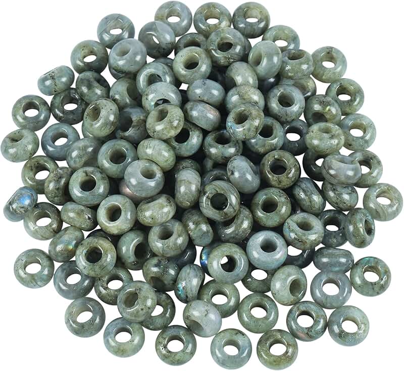 20 Large Hole Grey Moonstone Beads for Jewelry Making