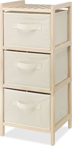Wooden 3-Drawer Storage Chest with Fabric Bins