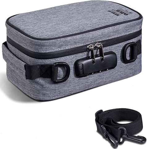 Travel makeup bag with lock and adjustable dividers