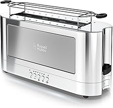2-Slice Glass Accent Long Toaster in Silver