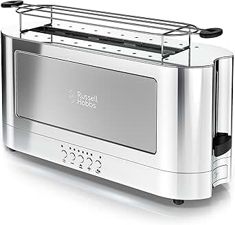2-Slice Glass Accent Long Toaster in Silver