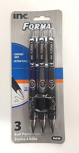 3-pack black ink retractable ballpoint pens