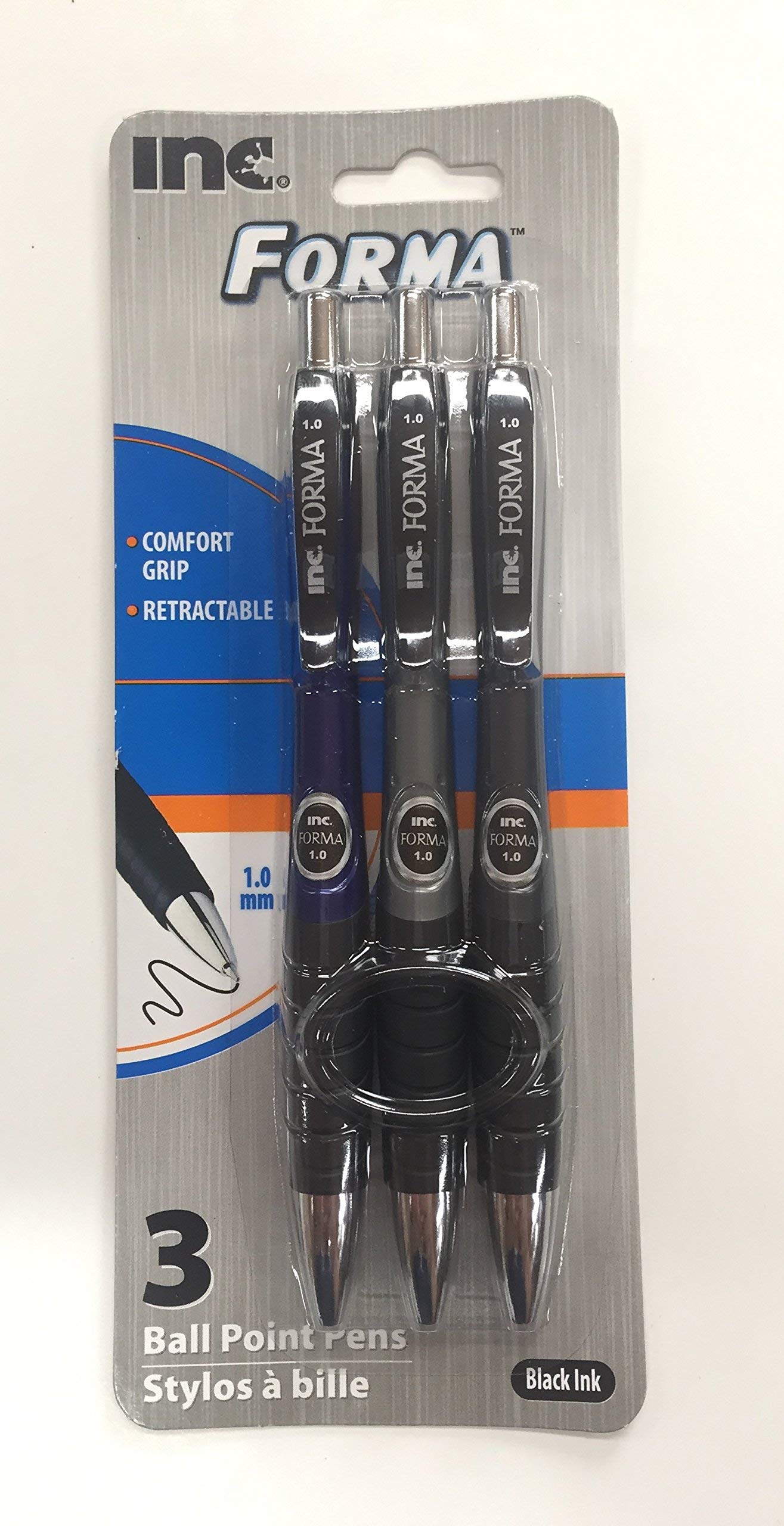 3-pack black ink retractable ballpoint pens