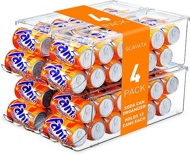 Stackable Can Organizer for Refrigerator, Holds 12 Cans