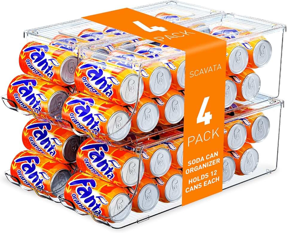 Stackable Can Organizer for Refrigerator, Holds 12 Cans