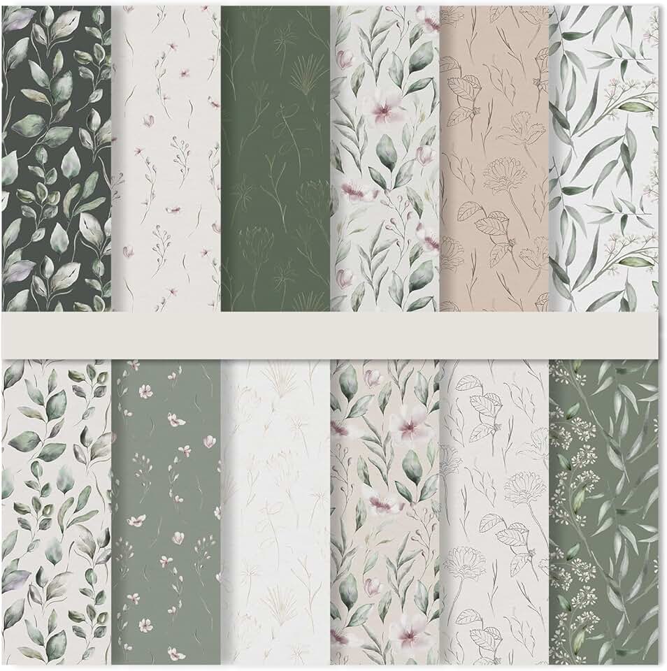 Greenery Pattern Paper with Eucalyptus Leaves for Crafts