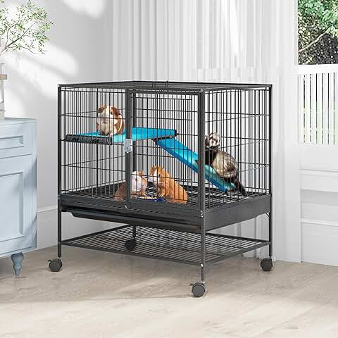 Metal Two-Tier Small Animal Cage for Rabbits and More