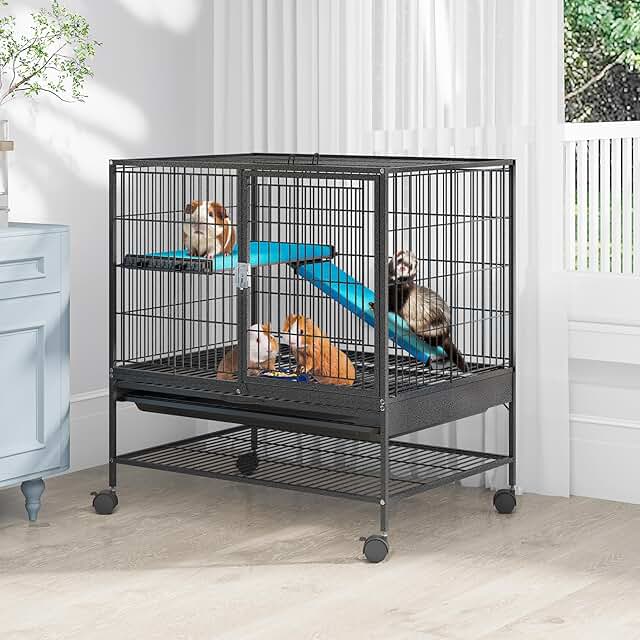 Metal Two-Tier Small Animal Cage for Rabbits and More