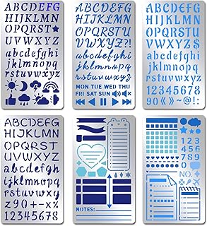 6-Piece Metal Letter and Number Stencils for Crafting