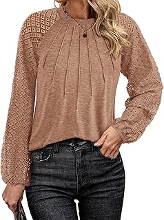 Women's Spring Lace Long Sleeve Dressy Blouses