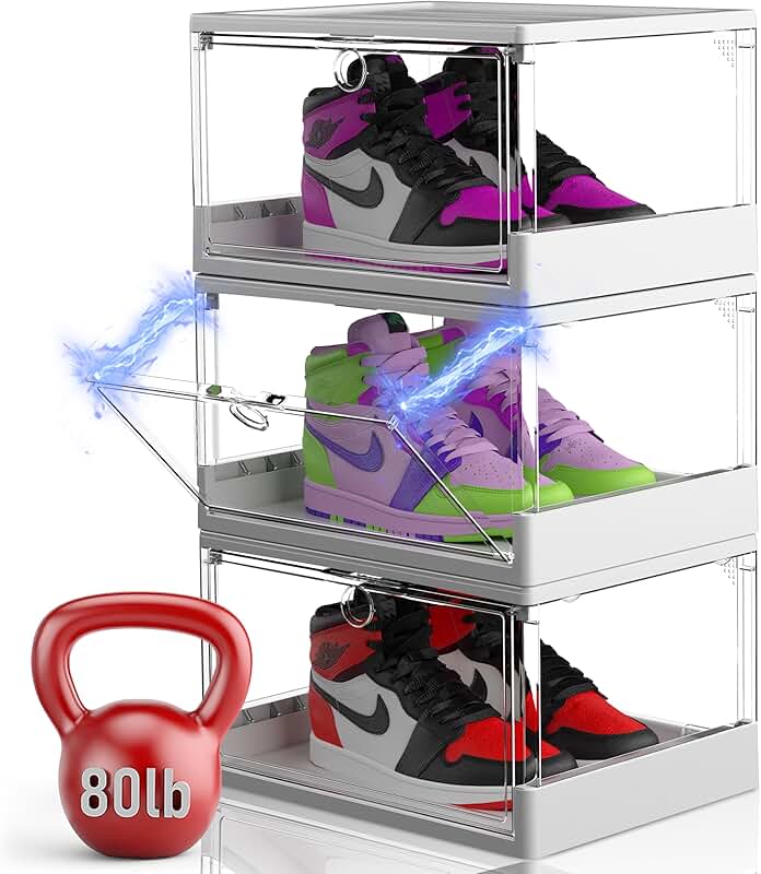 Set of 3 Clear Stackable Shoe Storage Boxes