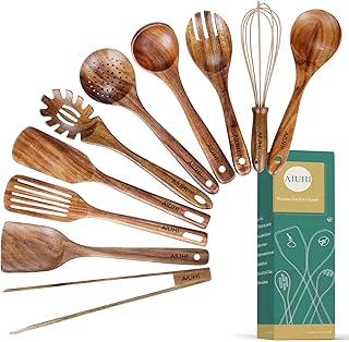 Set of 10 Wooden Cooking Utensils