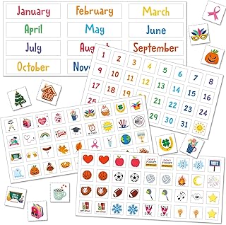 Colorful Magnetic Calendar with Numbers and Icons