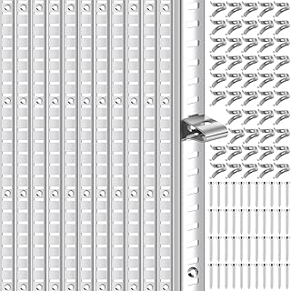 12 Metal Pilaster Shelf Brackets with Clips for Wall Storage